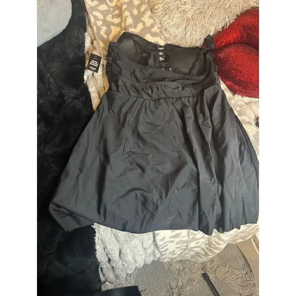 Plus size 1,1xl 14/16 sexy lattice front black swim dress bathing suit